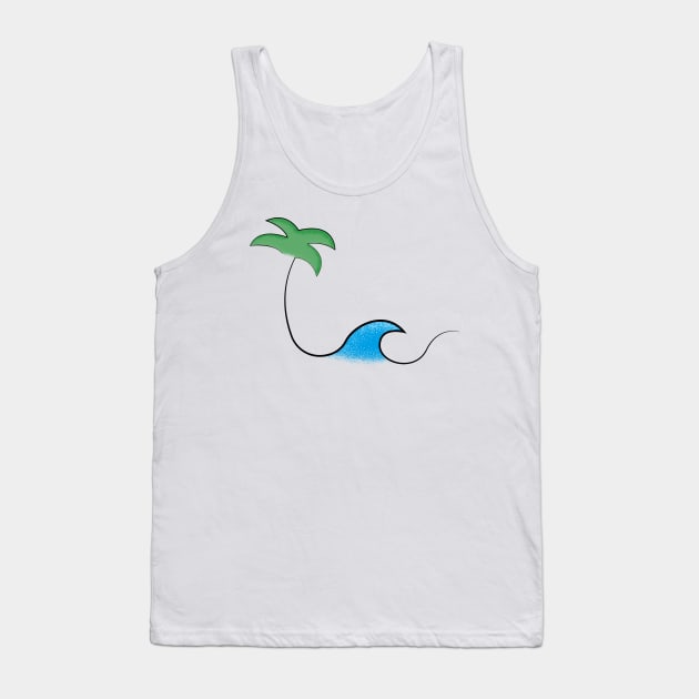 palm and wave one line Tank Top by JDP Designs